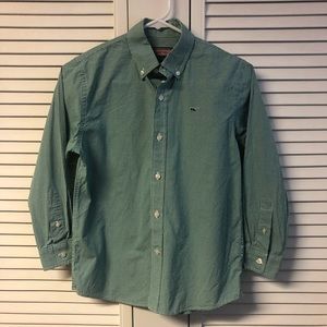 Vineyard Vines Size 8-10 Green Gingham Whale Shirt